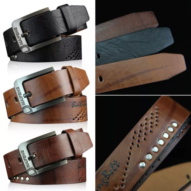 Fashion Casual Vintage Pants Bands Pin Buckle Waistband Leather Belt Men Belts