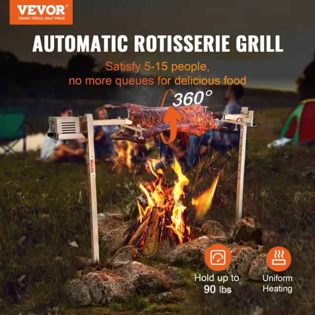 VEVOR Kit de Asador Barbacoa Eléctrico Acero Inoxidable 41 kg para Cerdo Cordero 2