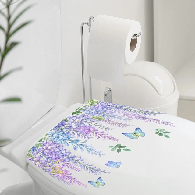 Autocollant De Toilette Personnalisé Oiseaux Et Fleurs Salle De Bain WC Stickers Muraux Autocollants Florals Abattant Wc 92132216