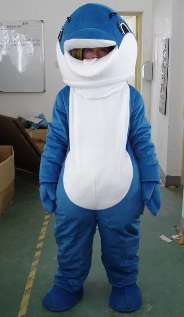 Blue Dolphin Mascot Costume Adult Party Fancy Dress Cosplay Outfits Xmas