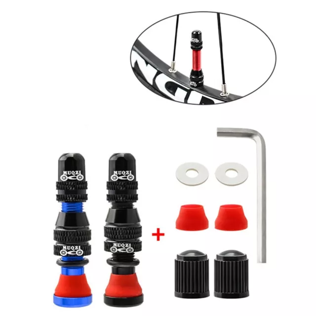 Sleek Black/Red/Blue/Gold Bicycle Tubeless Valves for Rim Wheels Set of 2