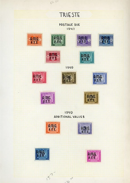 AMG-FTT TRIESTE Album Page Lot #36 - POSTAGE DUES 1947-1949 - SEE SCAN - CV$760+