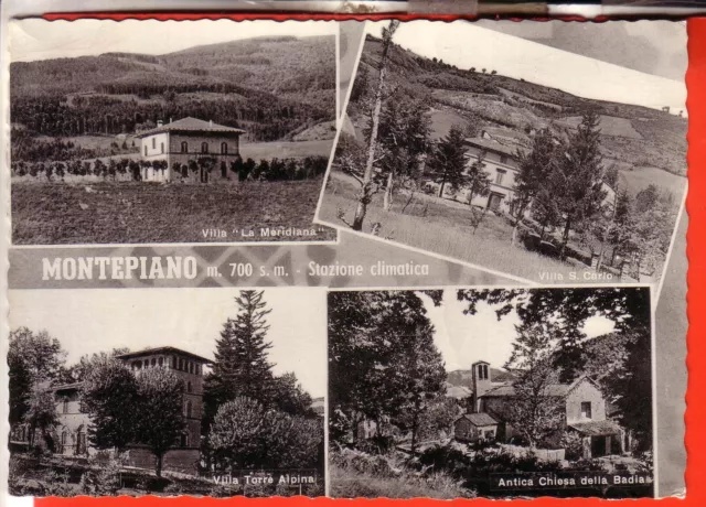 Cartolina  Montepiano  B/N   Viaggiata  1966  4 Vedute   Regalo