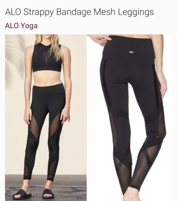 ALO Bandage Mesh High Waist Leggings Small Black EUC