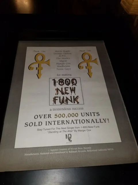 Prince & NPG 1-800-New-Funk Rare Original Promo Promo Ad Framed! #2