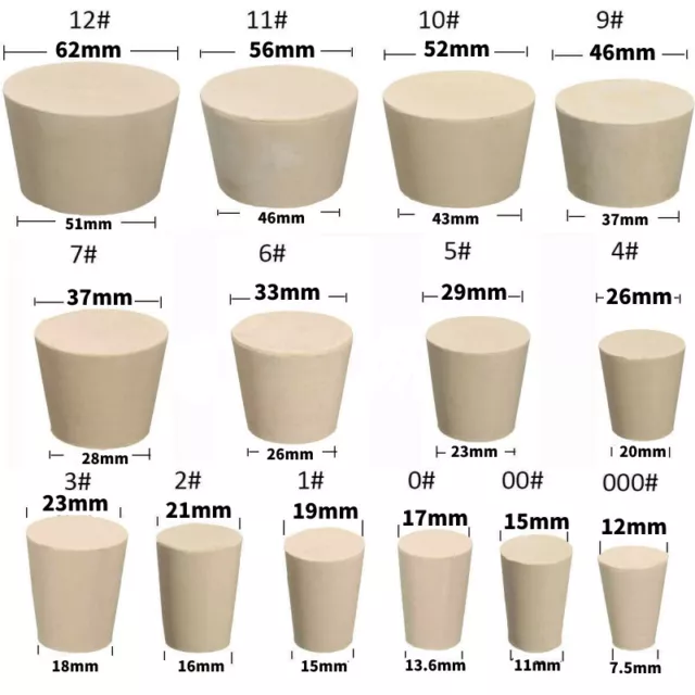 Gummistopfen Naturkautschuk Laborstopfen konische Verschlußstopfen Weiß Stopfen