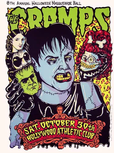 Cramps Dinah Cancer Deadbillys Band Poster 10/30/2004 Hollywood Athletic Club Cramps Dinah Cancer Deadbillys Band Poster 10/30/2004 Hollywood Athletic Club