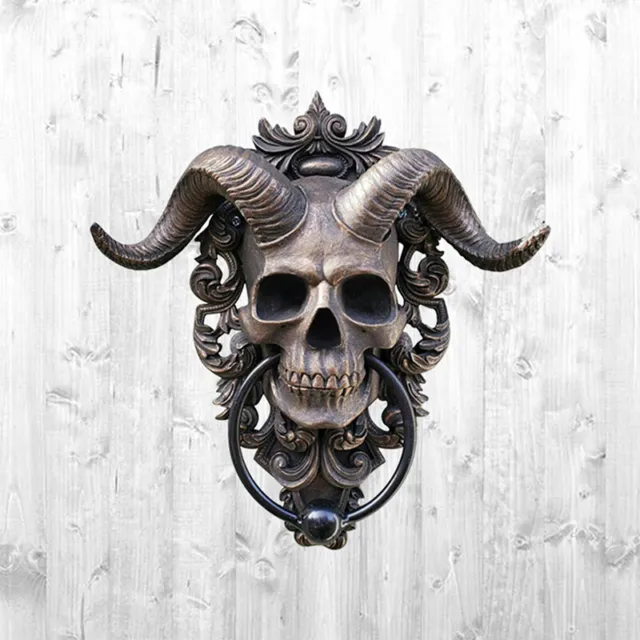 Hell Demon Horned Skull Hanging Door Knocker Heavy Duty Gothic Home DecoratiTM 3