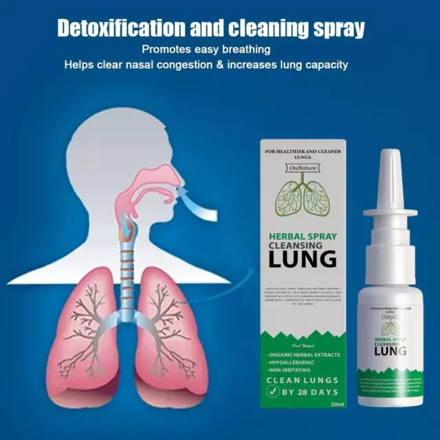 Detox Herbal Lung Cleansing Spray For Smokers Clear 20ml Nasal Congestion  H0E7
