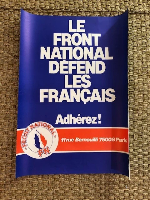 Affiche Politique Vintage "Le Front National Défend Les Français" Jean-Marie Le Pen - Occasion