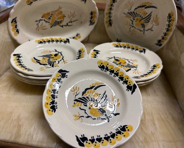 Ancienne Dînette Quimper Breton - Soupière Et Assiettes - Jouet Poupée