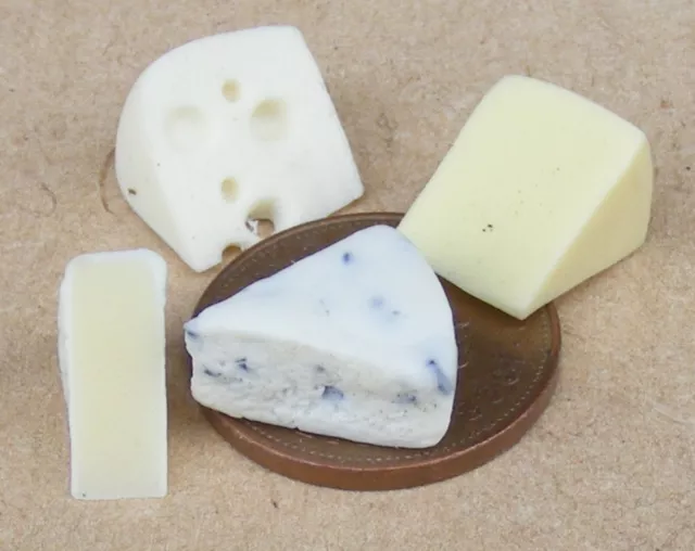4 Mixed Cheese Slices Food Accessory Tumdee 1:12 Scale Dolls House Miniatures B
