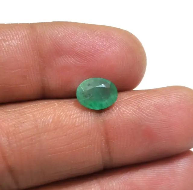 Amazing Awesome Zambian Green Emerald 1.75 Crt Faceted Oval Shape Loose Gemstone