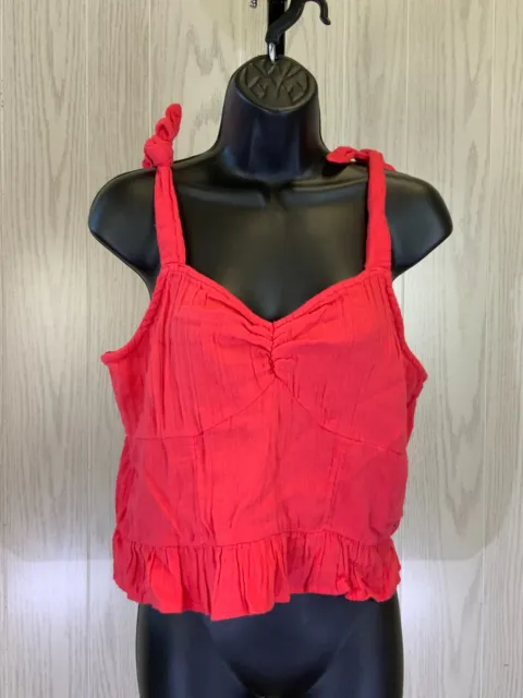Roxy Beyond Me Crop Top, Women's Size L, Red NEW MSRP $40