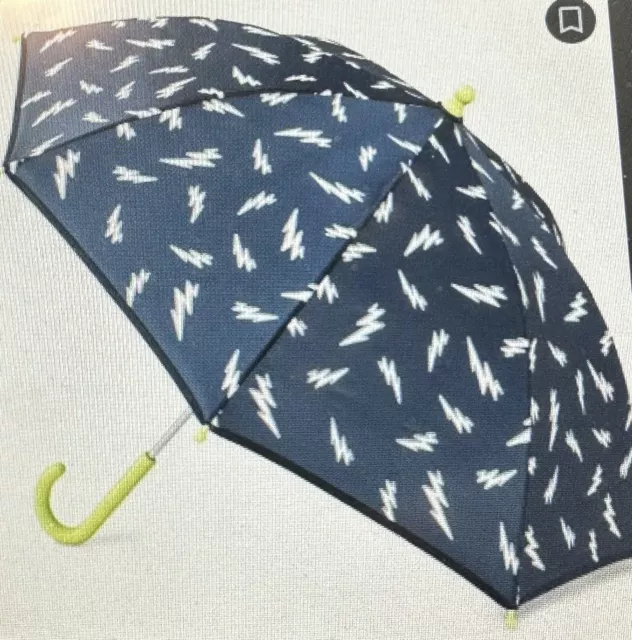 New Cat & Jack Color Changing Stick Umbrella Navy Blue W/Lightening Bolts Unisex