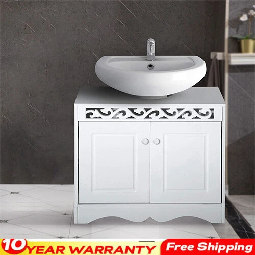 Under Sink Wooden Cabinet Storage Unit Cupboard Bathroom Double Door Shelf UK