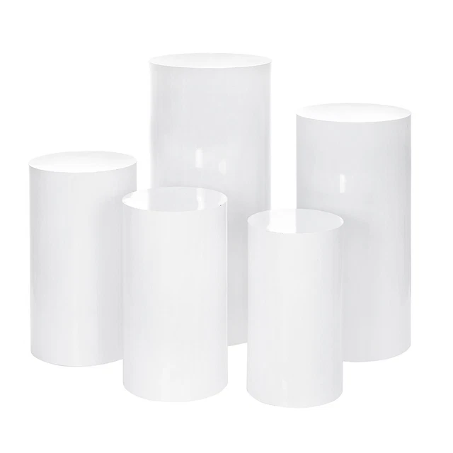 3/5PCS ROUND METAL Plinth Cylinder Dessert Pedestal Wedding Cake Flower ...