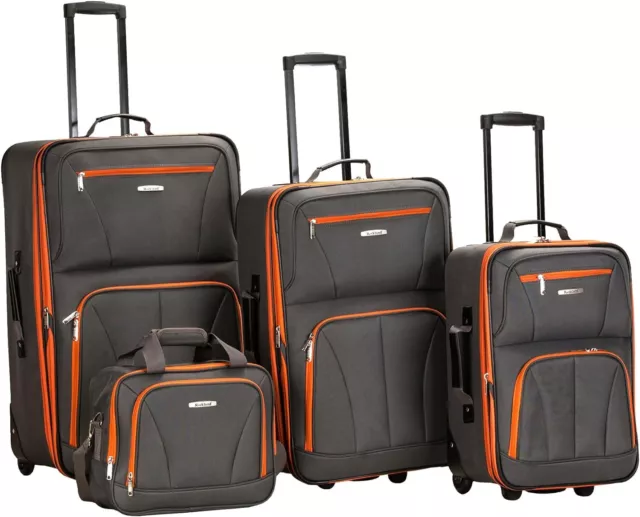 Rockland Journey Softside Upright Luggage Set, Expandable, Charcoal, 4-Piece...