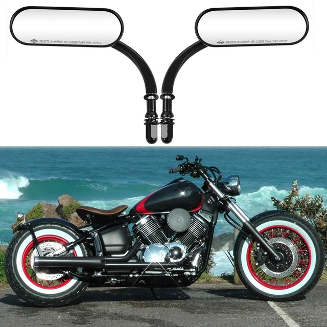 Motorcycle Black Oval Rear View Mirrors For Yamaha V-Star XVS650 XVS1100 Custom