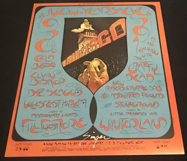 Fillmore 1970 - 1971 Signed N Year Eve Bg-263 Double Postcard Handbill 1St Pr Nm