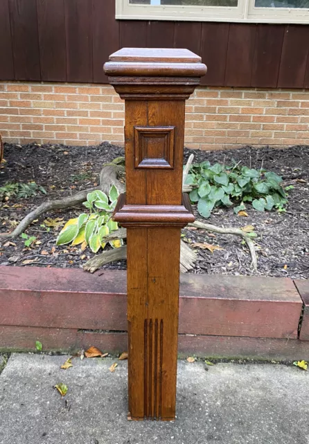 Antique Wood Newel Post Column Architectural Salvage Oak? 37"H 25.75lbs Ballast