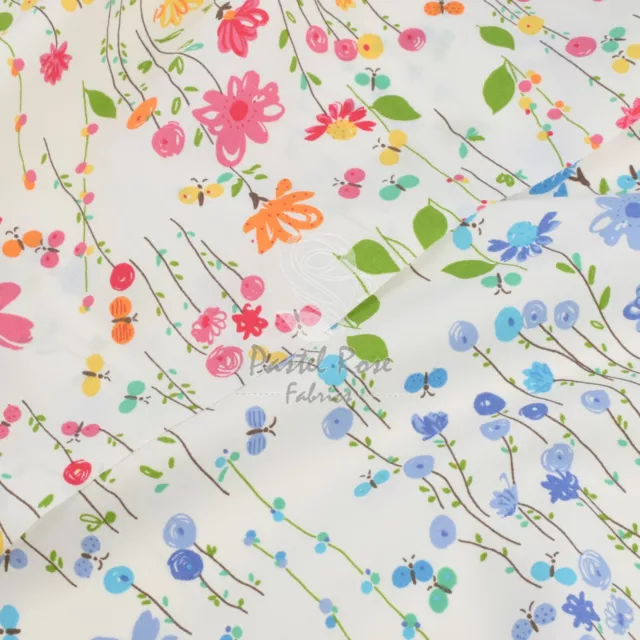 Pretty Floral print Flutterly 100% Cotton Fabric | Quilt Sewing craft Metre FQ