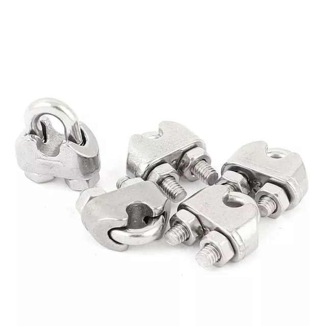 5 Pcs 3mm 1/8" câble métallique Acier Inoxydable fixation Clips serre-câble