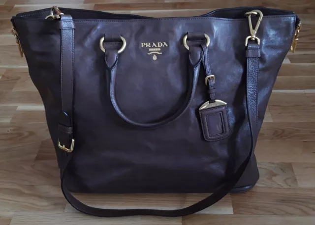 Prada Ardesia Glace Calf Leather Tote Bag