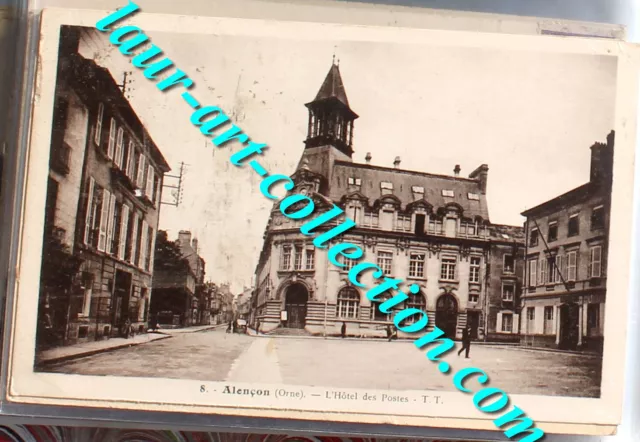 Animated Cpa 61 Orne Alencon, L'hotel Des Postes Place 1938 Postcard Normandy