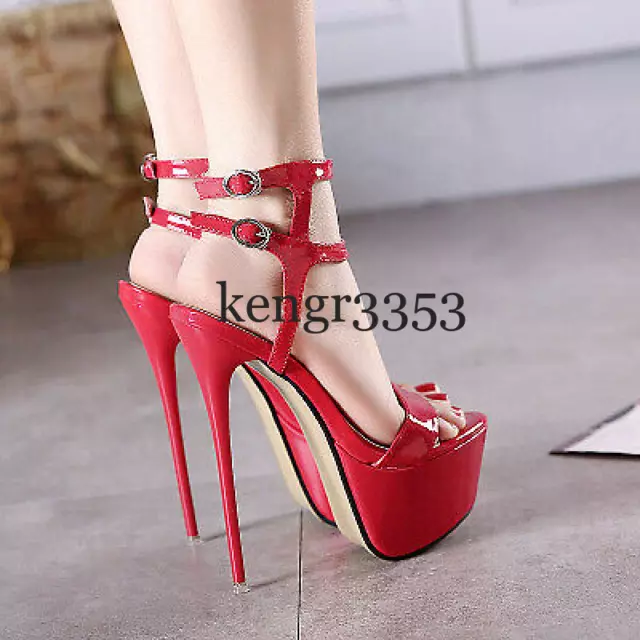 Womens Sexy Sandals Summer High Heels Ankle Strap Pumps Stiletto Club Shoes-Size