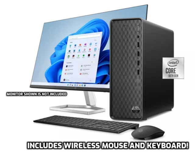 New HP S01 Slim Desktop PC 10th Gen Core i3-10105 3.70GHz 8GB 256GB SSD Win 11