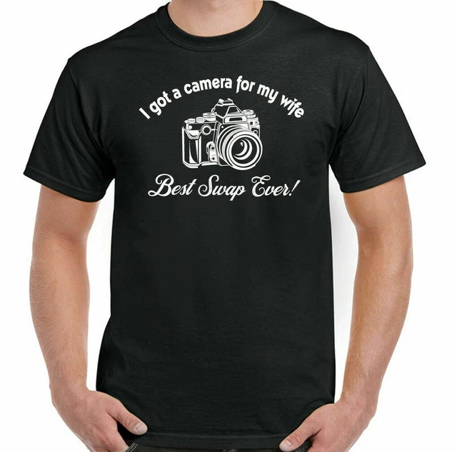 Fotografia T-Shirt Fotocamera Per My Wife Divertente da Uomo DSLR Lenti Foto