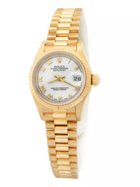 Rolex Datejust President Donna Massiccio 18K Giallo Oro Orologio Bianco Romano