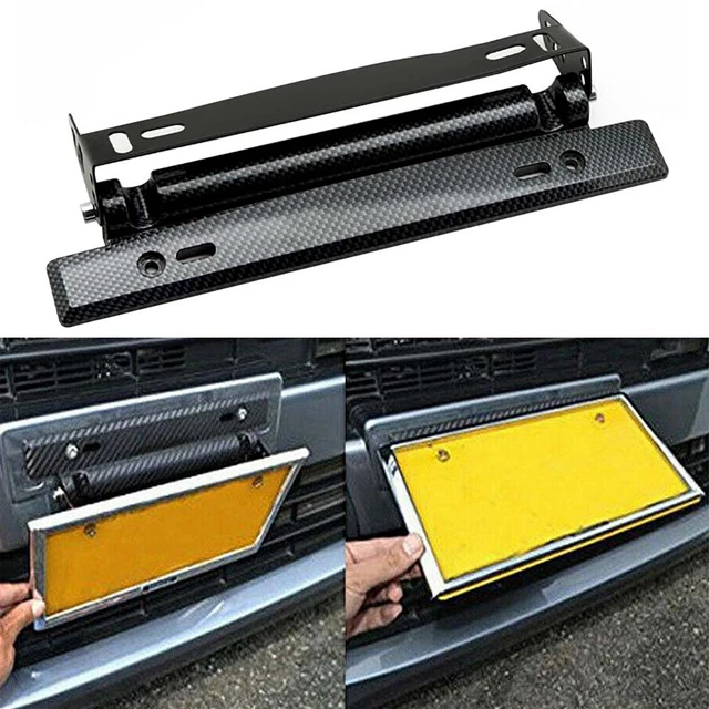 License Plate Frame Holder Bracket Universal Adjustable Carbon Fiber For Car