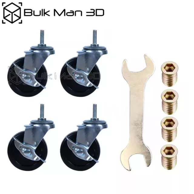 4x3 Inch Rubber Casters Heavy Duty Safety Brake Wheels Set for Shelving Rack