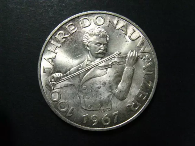 Austria 50 Schilling 90% Silver Coin - 1967 Blue Danube Waltz - UNC