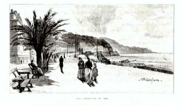 GRAVURE SUR BOIS 19ème PROMENADE DU MIDI A NICE