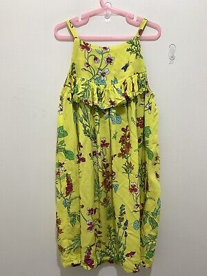 Cute Girls Next Yellow Floral Print Frill Trim Summer Dress 9yrs🌼🌸🌼