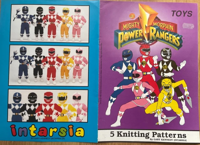 ALAN DART 5 Power Rangers toys KNITTING PATTERN 48cm tall Intarsia ...