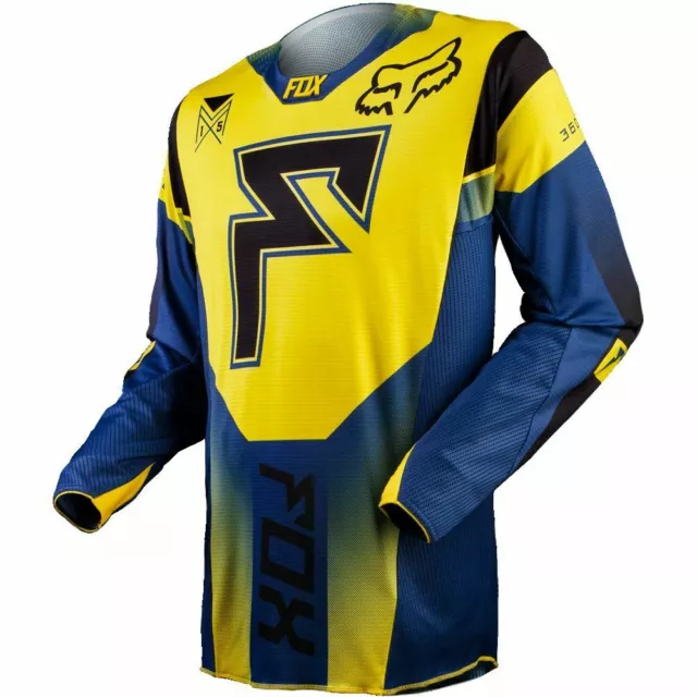 Taglia M - Maglia Fox Racing 360 Franchise Giallo Blu Mx Jersey Cross Enduro