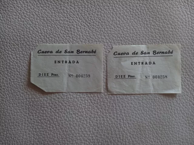 Entrada Ticket antiguo 10 pesetas Cueva de San Bernabe Ojo Guareña