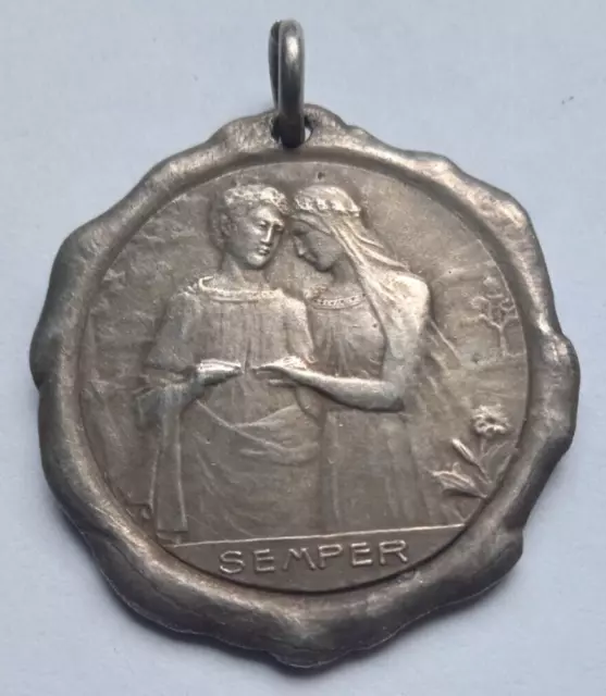 LA PAZ / BOLIVIA 1908 WEDDING MARRIAGE SILVER ? MEDAL / LARA y CARRASCO