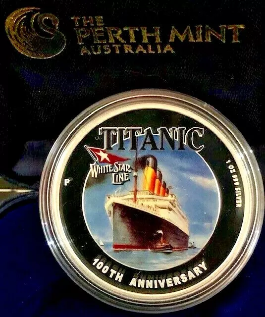 2012 Tuvalu $1 Coloured Silver Proof "100th Anniversary RMS TITANIC" ONLY 5,000