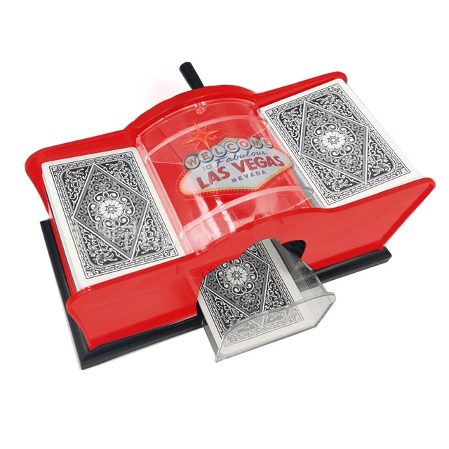 Deluxe Manual Card Shuffler (2-Deck) for Blackjack, Poker - Hand Crank Casino