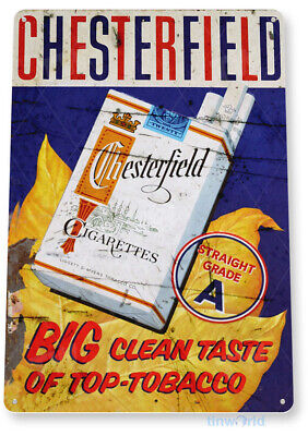 Chesterfield Cigarettes Big Taste Tin Metal Sign Carton Smoke Tin Sign B122