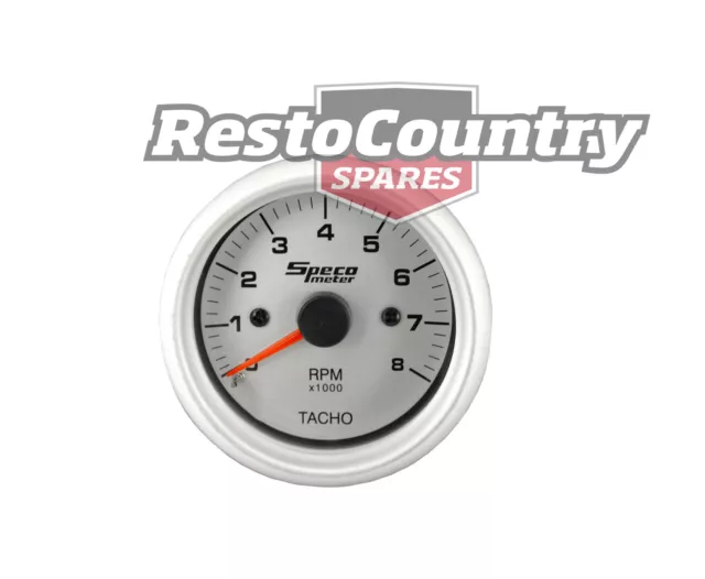 Speco 2" inch Tacho 8000 RPM Silver NEW rev gauge metre instrument