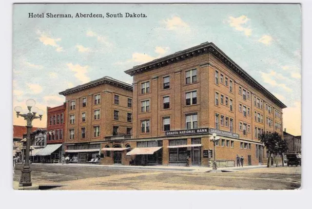 PPC Postcard SD South Dakota Aberdeen Hotel Sherman Exterior View Dakota Nationa