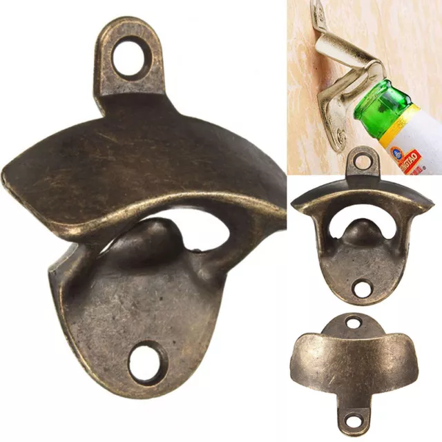 Vintage Cast Iron Wall Mount Bottle Open Rustic Beer Kitchen Bar Opener Bronze