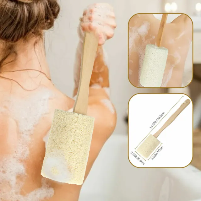 Peeling-Luffa-Rückenmassagegerät Scrubber Bath Shower Body Scrub Holzgriff