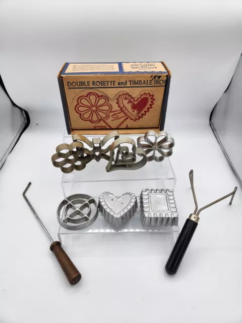 Vintage Nordic Ware Double Rosette And Timbale Iron, 7 Patty Shell Cookie Molds